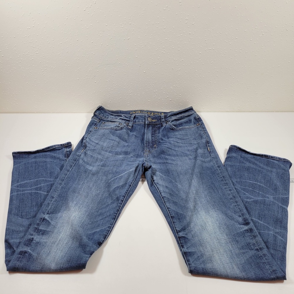 American Eagle Original Straight Jeans Mens 30x34 Blue Excellent Extreme Flex 4‎